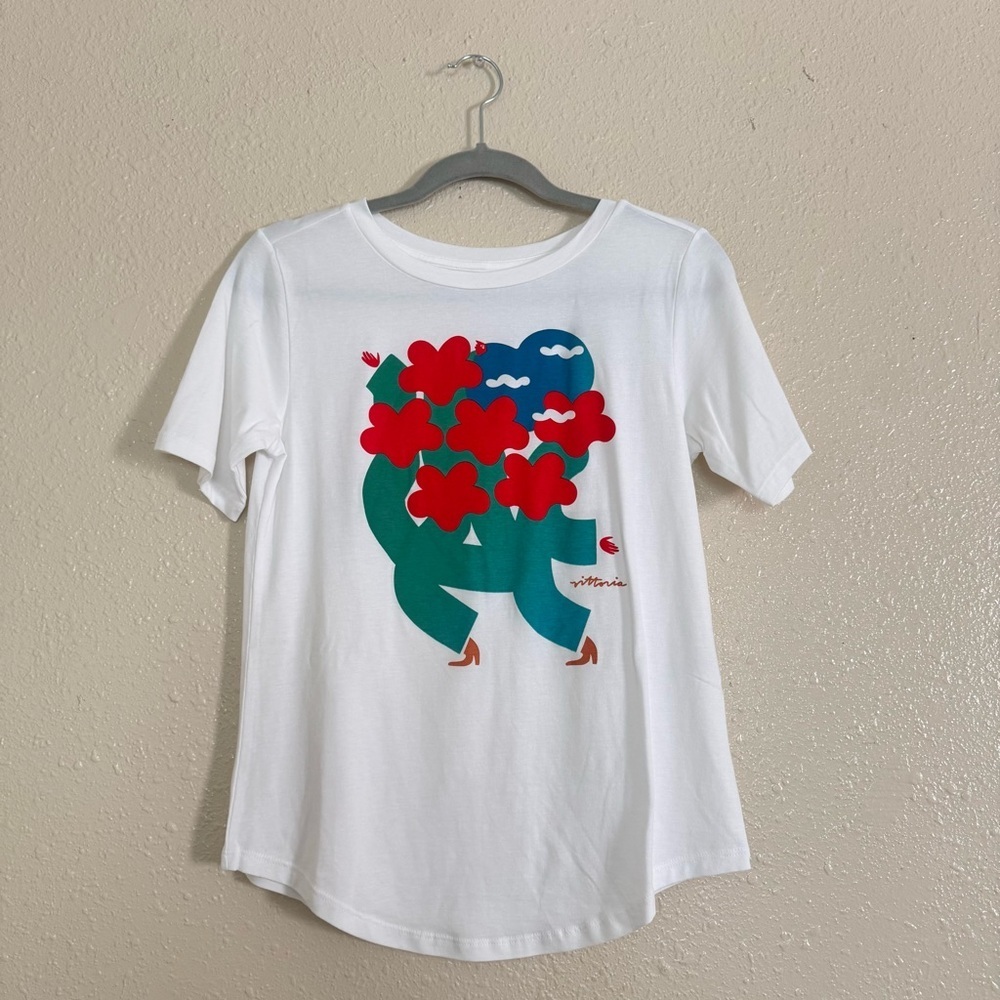 Universal Standard Tee Rex Shirt Modern Contemporary Print 4XS US XS Pima Cotton